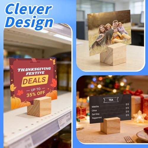 30Pcs 1.2x1.2 Inches Wood Table Number Stands, Wood Place Card Holders, Picture Holder Acrylic Sign Holdersr for Wedding, Ceremony, Birthday, Party, Home Decoration, Events - size: 1.2" 30pcs