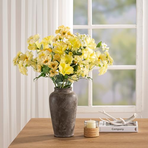 Large Ceramic Rustic Vase, 11 Inch Tall Flower Vase Farmhouse Decorative Vase Floral Pottery Vases for Home Decor Table Living Room Entryway Mantel Bookshelf Bedroom Bathroom Kitchen - Brown - color: 11"h - Brown