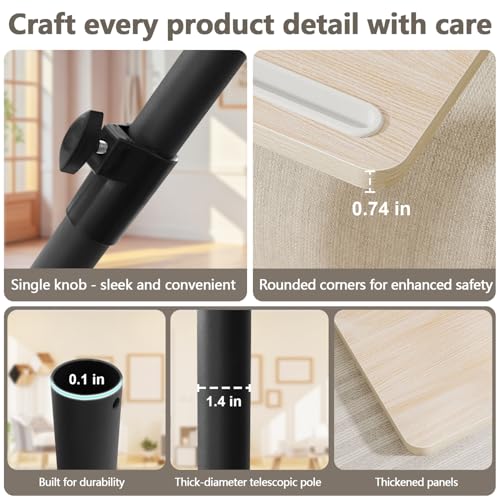 YUHFERA Sofa Armrest Tray Table for Couch - 360 Swivel Height Adjustable End Table for Small Spaces, Snack Side Table for Bed or Chair with Phone & Tablet Slot (Oak, Standard) - color: Fair, size: Standard