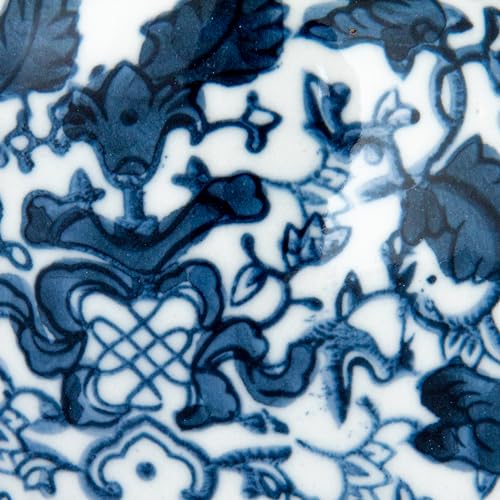 Creative Co-Op Blue & White Ceramic Ginger Jar with Lid - color: Blue & White, size: 6.5" High