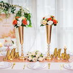Metal Gold Trumpet Vase - 2 Pcs Tall Tabletop Vases for Centerpieces, 20.8in, Flower Stand for Wedding, Birthday, Home Decor