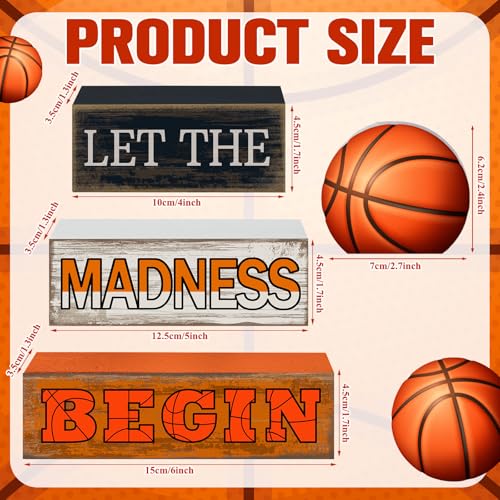 Yuntau 4 Pcs Basketball Table Decorations 2026 Sport Tiered Tray Decor Ball Wooden Sign Blocks Basketball Room Decor Farmhouse Centerpieces for Home Shelf Locker Bedroom Senior Night Party Gifts - style: Basketball