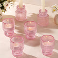 DARJEN 6 Pcs Pink Candlestick Holders - Glass Taper Candle Holders Tealight Votive Candle Holders for Table Centerpieces, Wedding, Dinner Party, Home, Gifts - color: Pink, size: 6Pcs