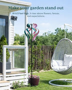 89" Wind Spinner Outdoor with Solar Light, Extra Large Metal Kinetic Wind Sculptures Spinners, Windmill for Garden Yard Patio Lawn Decor -Dancing Ribbon (20" W x 89" H) - size: Dancing Ribbon