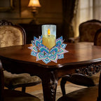 DIY Diamond Art Painting Candlestick Holders 5.71in Mandala Flower Shape Desk Candle Tray Tabletop Ornaments for Wedding Ramadan Party Home Table Centerpiece-Mandala05 - color: Mandala05