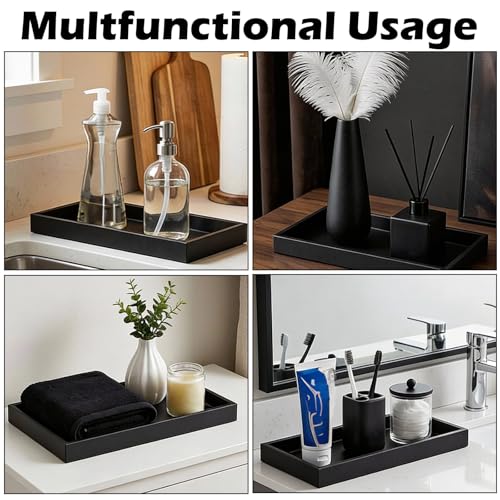 Bathroom Tray, 7.87" Small Silicone Bathroom Vanity Tray Holders Organizers Black Silicone Trays for Bathrooms Counter, Kitchen Soap Trays, Accessories Countertop