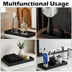 Bathroom Tray, 7.87" Small Silicone Bathroom Vanity Tray Holders Organizers Black Silicone Trays for Bathrooms Counter, Kitchen Soap Trays, Accessories Countertop