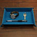 Valet Organizer - Catchall Tray for Jewelry, Wallets, Watches, Keys, Coins, Phones, Glasses - Perfect for Nightstand, Desk, Entryway - color: Blue
