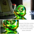 QFkris 4.4inch Blown Glass Snail Figurine Collectibles Handcrafted Glass Animal Paperweight Home Art Statue Decoration for Women