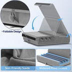 KDD Tablet Pillow Holder, Foldable iPad Stand for Lap, Bed and Desk -Tablet Soft Pad Dock with Pocket & Stylus Mount Compatible with iPad Pro 12.9, 10.5, 9.7 Air Mini 6 5 4 3, Galaxy Tab, E-Reader - color: Grey