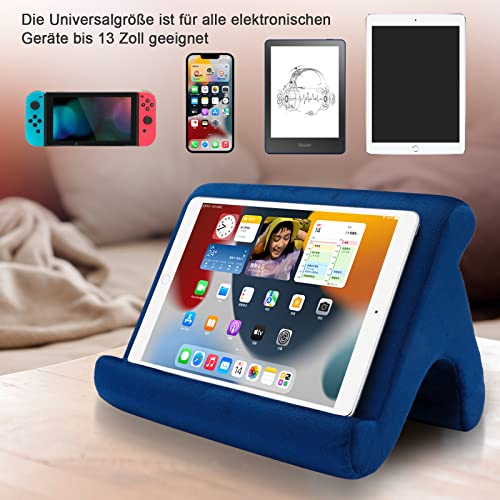SAMHOUSING Tablet Pillow Stand Holder Dock for Bed with 3 Viewing Angles, Compatible with All Tablets,Phones and iPad Pro 9.7, 10.5,12.9 Air Mini 4 3, Kindle, E-Reader and Books(Navy) - color: Navy