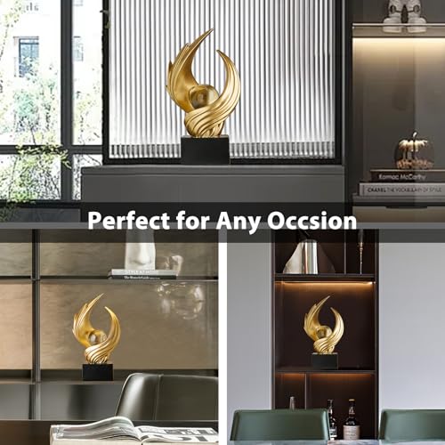 FJS Modern Gold Statue Living Room Decor, Resin Shelf Decor Accents, Abstract Art Sculptures Decorations for Bookshelf Dining Room Office Coffee Table TV Stand - color: A-gold