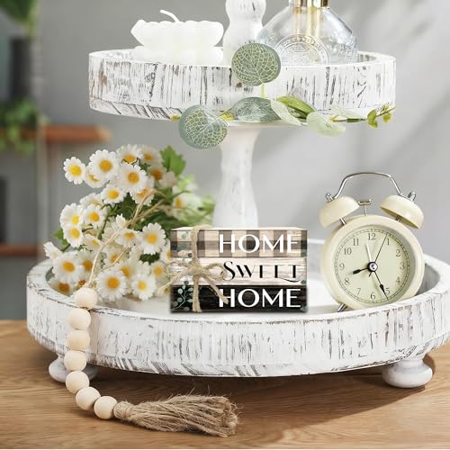 Mini Decorative Books For Home Decor, Small Wood Book Stack For Table Decor, Home Decor Book For Living Room Mantel, Farmhouse Stacked Books Decorative（L35） - color: Green Leaves home