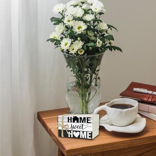 Ycyfckdr Mini Decorative Books for Home Decor, Small Rustic Wood Book Stack for Table Decoration, Home Sweet Decor Book for Living Room Bookshelf, Farmhouse Stacked Books Decoration (L31) - color: Brown & White