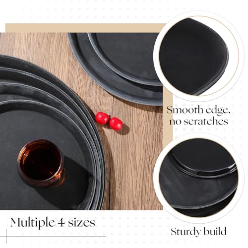 Zopeal 8 Pieces Black Round Restaurant Serving Tray, Plastic Non Slip Surface Food Meals Server Tray with Raised Edges for Home, Kitchen, Restaurant, Cafeteria, Bar (11",14",16",18") - size: 11", 14", 16", 18"