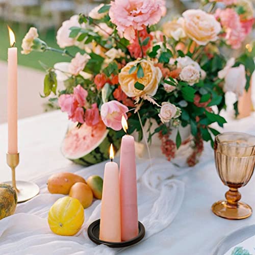 Black Iron Plate Candle Holder- Set of 4 |3.8" D x 0.2" H| Decorative Iron Pillar Candle Plate, Elegant Candle Stand for LED & Wax Candles, Incense Cones, Spa, Weddings (4 pcs) - color: A-black-4