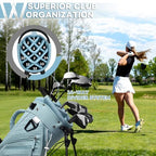 Luxury Womens Golf Bag, PU Leather Golf Stand Bag for Women/Ladies, 14-Way Full-Length Top Dividers, Ultra Lightweight, Large Pockets for Accessories - color: Powder Blue