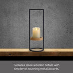 Elements Metal and Wood Candle Holder