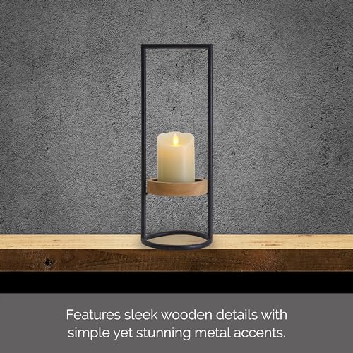 Elements Metal and Wood Candle Holder