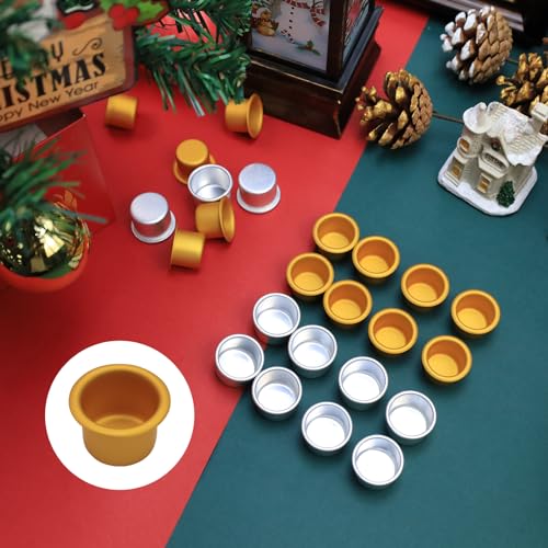 Coshar 30Pcs Candle Holders 3/4" Candlestick Holders Cups Candle Drip Protectors Empty Case for 3/4" Dia. Candle Making, 27x18mm, Copper Gold Color - size: 27x18mm(Gold)