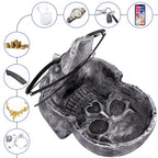 READAEER Skull Glasses Stand Holder, Creative Eyeglasses Holder, Sunglasses Spectacle Display Rack, Key Holder Resin Sculptures for Entryway, Home, Office, Desk, Nightstand (Silver) - color: Silver