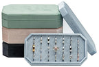 Velvet Ring Organizer Display Tray Jewelry Box Earring Holder Case for Wedding Birthday Christmas Day (Light Ocean Blue) - color: Light Ocean Blue