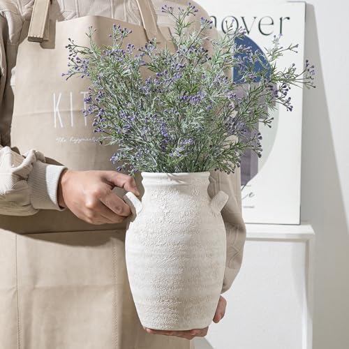 Ceramic Flower Vase Home Decor, 9.76 Inch Large White Decorative Vase, Rustic Farmhouse Vase for Living Room Bedroom Kitchen Table Office Centerpiece Decorations, Holiday & Wedding - color: 013-2