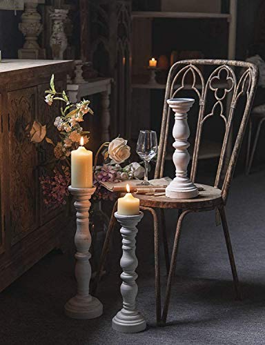 White Rustic Candle Holders for Pillar Candles,18-Inch Vintage Wooden Candle Holders Pillar,Candle Holder for Candlesticks,Farmhouse Style Accent Decor,Gift for Home (1Piece, 5.5" x 5.5" x 18.3") - size: 5.5" x 5.5" x 18.3"