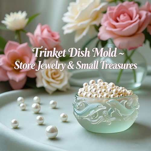 1Pc Dolphin Jar Silicone Mold, 3D Ocean Wave Bowl Resin Mold for Epoxy Casting Succulent Planters, Concrete, Clay, Candle Holders, Storage Box, Trinket Dishes DIY Home Decor Handmade Gifts - color: Dolphin Resin Mold