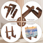 DEBETOOL Wooden Plate Stand - 8.8inch Wood Plate Holder Stand for Display, Rustic Wooden Picture Frame Holder Stand, Decorative Table Top Easels for Display