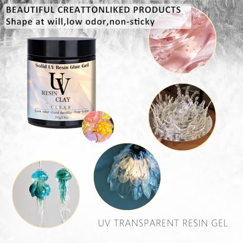 UV Clay Clear Polymer Resin for 3D Crafts, DIY Jewelry Making, Silicone Molds, UV Curing, Crystal Clear Casting, Miniature Art, and Handmade Resin Projects (8.8oz) - color: 8.8oz