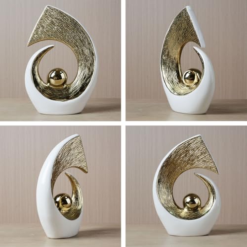 HAUCOZE Modern Sculpture Decor Abstract Statue Figurine Home Decoration Gifts Bookshelf Desktop Crafts Ceramic Arts 10 inch