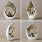 HAUCOZE Modern Sculpture Decor Abstract Statue Figurine Home Decoration Gifts Bookshelf Desktop Crafts Ceramic Arts 10 inch