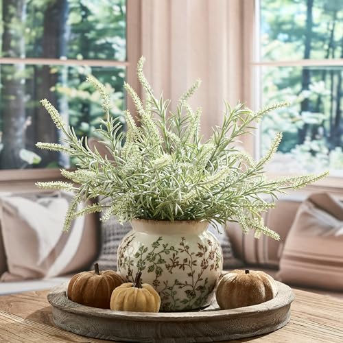 SIDUCAL Ceramic Green and Beige Vase with Wide Mouth Lace, 4.84 Inch Cracked Chinoiserie Rustic Farmhouse Vases, Pastoral Retro Vase for Home Decor, Table, Living Room, Bathroom, Shelf, Wedding - color: 18967-green and Beige