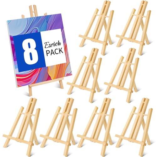 ESRICH 8 Pack 11.8" Wood Easels,Tabletop Easel for Painting,Painting Party, Displaying Canvases, Kids Student Table School Desktop, Portable Canvas Photo Picture Sign Holder - style: 11.8"-8P
