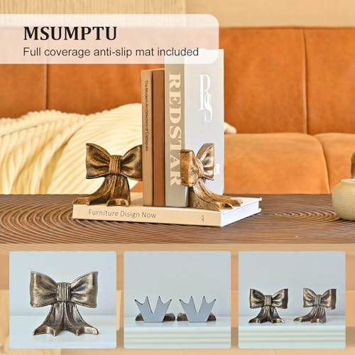 Metal Bookends Set of 2, Heavy Duty Book Ends for Heavy Books, Autumn Copper Decorative Bookends for Shelves Desk Office Home Decor - color: Autumn Copper