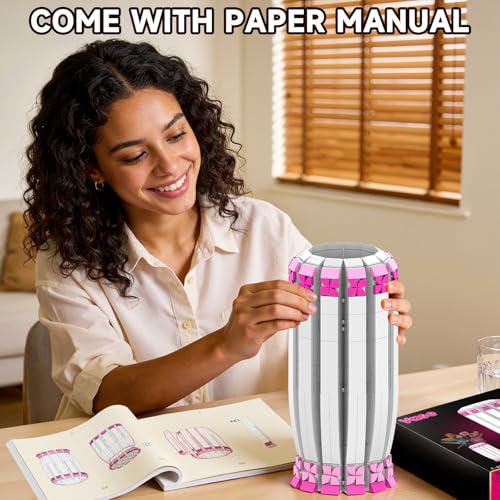 aphpaio Pink Vase for Flower Sets 10347, 10280, 10328, 10342, Perfect for Displaying Artificial Flowers, Valentine's Day for Women, Girls, and Adults (Vase Only)