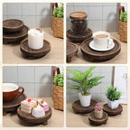 3 PCS Wooden Display Risers for Display, Round Wood Displays Stands, Woods Cake Stand for Party, 5-8 Inch Woods Pedestal Stand with Natural Grain for Candle, Flower and Home Displays(Rustic Brown,8''6''5'')