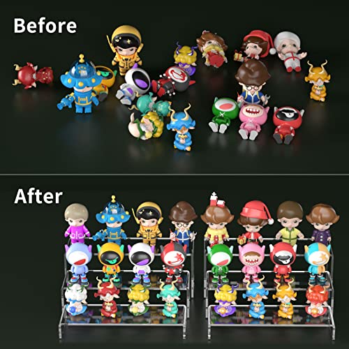 HIIMIEI Acrylic Display Riser, 6 Pcs 12" Large Acrylic Risers, Thickened to 5mm Clear Rectangular Display Shelf for Cupcake Stand, Tiered Display Stand for gemstone, curio, figurines, Collectibles - size: 12'' - 6PCS