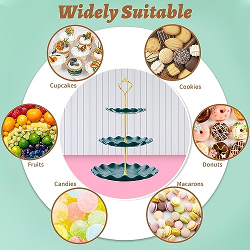 BACUTHY 3 Tier Cupcake Stand Holder, Plastic Cup Cake Stand Tower with Tiered Serving Tray for Cupcakes, Donuts, Fruits and More (Green) - color: Green