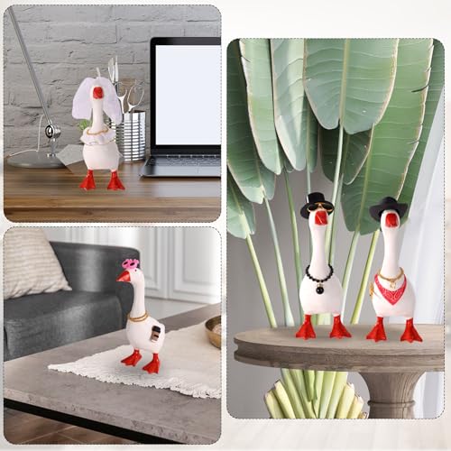 39pcs 7 Inch/17.8 cm Desk Goose Outfits, Mini Porch Goose Accessories with Hat Glasses Scepter Necklace Scarf Fun Clothes Costume Set for Magnetic Table Geese Statue Decor