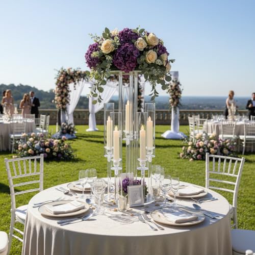 1PCS 5 Arm Candelabra,Clear Centerpiece for Table,Acrylic Centerpiece Stand for Wedding Reception,Acrylic Candle Holder for Event Celebration Wedding Birthday Home,Christmas - size: 23.6inch-1pcs