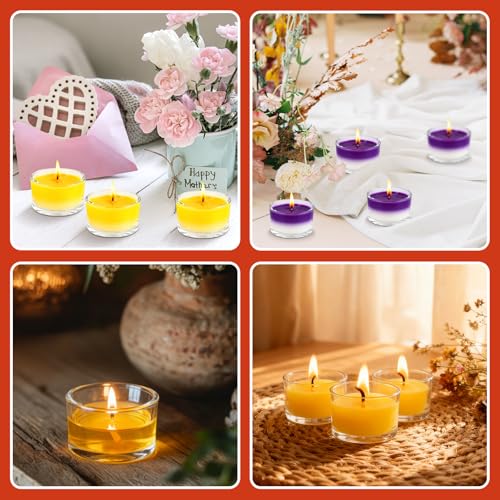 36 Pack Clear Glass Tealight Candle Holders, 1.8 Inch Wide x 1 Inch High, for 1.5" Tealights, Bulk for Wedding Centerpieces, Party, Dinner, Home Decor