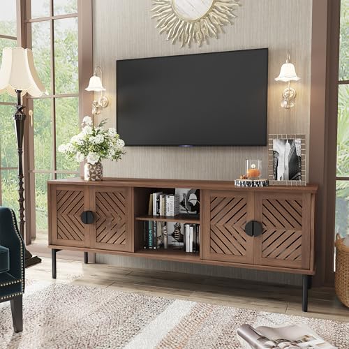 ARTPOWER 63" Modern TV Stands for Living Room, Long Entertainment Center with Storage, TV Console for 55 60 65 70 Inch TV, Bedroom TV Cabinet with Doors, Wood Media Console, Television Stand, Brown - color: Brown