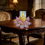 DIY Diamond Art Painting Candlestick Holders 5.71in Mandala Flower Shape Desk Candle Tray Tabletop Ornaments for Wedding Ramadan Party Home Table Centerpiece-Mandala14 - color: Mandala14