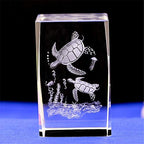 Crystal Glass Sea Turtle Figurine - 3D Laser Etched Ornament, Sculpture, and Statue - Animal Crystal Glass Cube Engraving With Gift Box (30x30x40mm) - size: 30x30x40mm