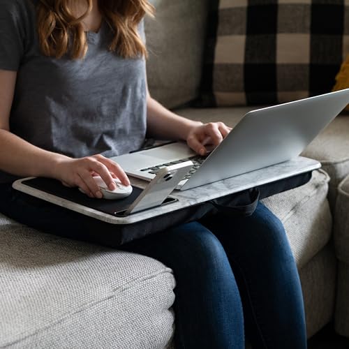 LAPGEAR Home Office Lap Desk with Device Ledge, Mouse Pad, and Phone Holder - White Marble - Fits Up To 15.6 Inch Laptops - Style No. 91501 - color: White Marble, size: Home Office
