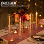 Glass Hurricane Candle Holder: 12" Tall Candlestick Holder with Cylinder Windproof Cover Clear Taper Candle Holders for Wedding Party Birthday Christmas Home Decor Set of 2 - size: 12" H - 2 Pcs