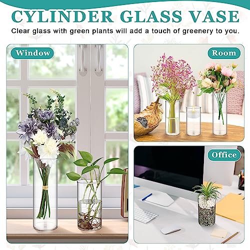Zopeal 24 Pcs Cylinder Glass Vases Bulk 6" 8" 10" Clear Glass Cylinder Vases for Flowers, Floating Candles, Wedding Table Centerpieces, Party Home Decor(6, 8, 10 Inch)