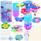 FJBICODA Poke Art Flower Bouquet Craft Kit - Arts and Crafts for Girls Ages 5-12 - Make Your Own Bouquet with 8 Flowers 2 Butterflies & 1 Vase - DIY Activities Gifts for 5 6 7 8 9 10+ Year Old Kids